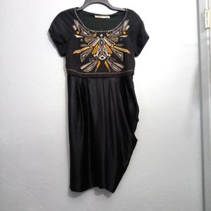 Vintage Mint Jodi Arnold Embroidered Beaded Side Zip Short Sleeve Dress Size 4